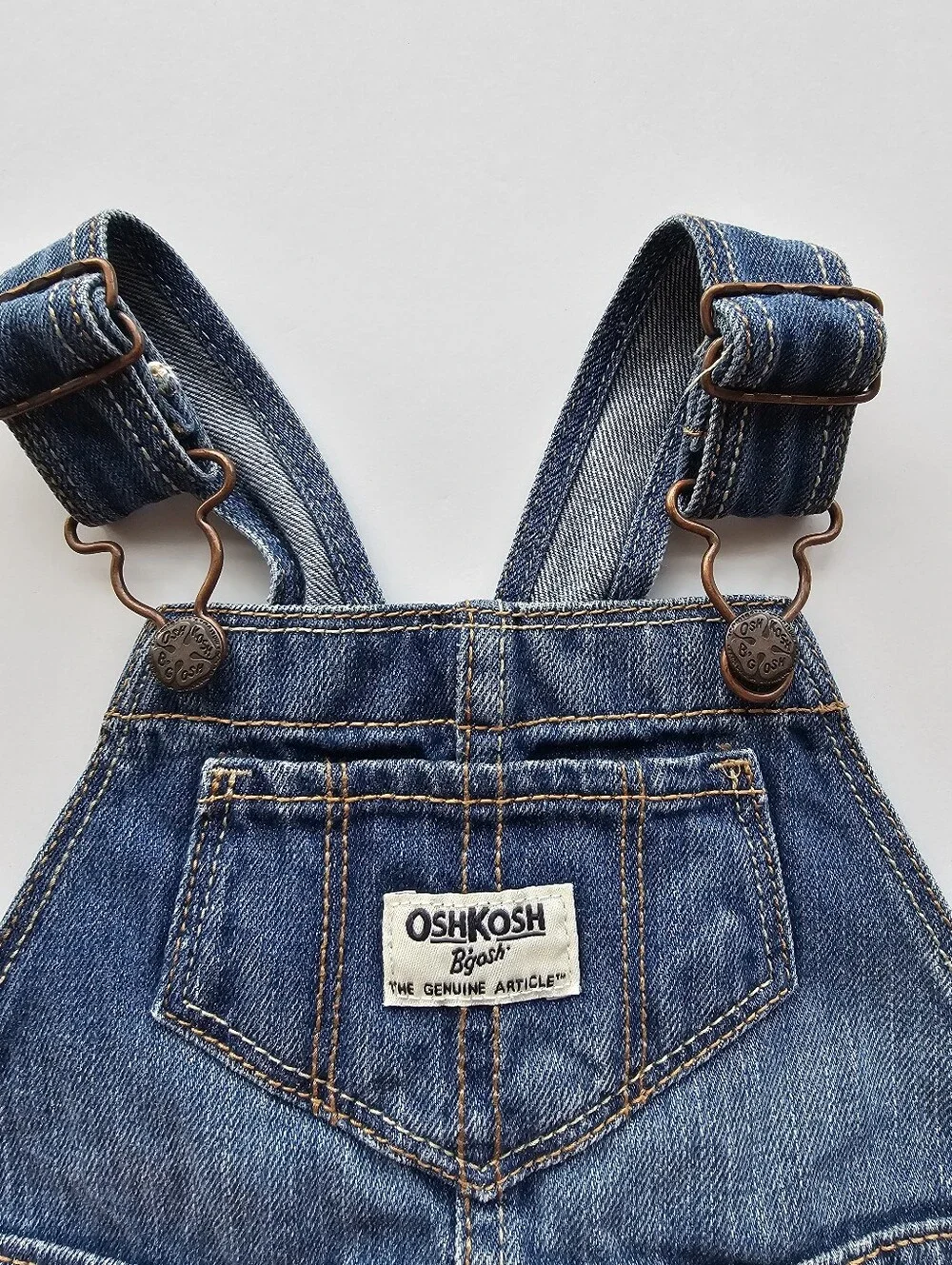 OshKosh B'gosh Denim Overall Skirt with Pink-Striped Belt, Pinafore Jeans Jumper